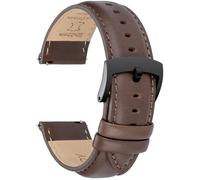 OTTOODY Quick Release Leather Watch Band 18mm 20mm 22mm Elegant Full Grain Leather Watch Band for Men Women, Grey Brown (Black Buckle), 18mm, Bracelet