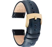 OTTOODY Quick Release Leather Watch Bands 18mm 20mm 22mm Stylish Top Grain Leather Strap for Men Women, Dark Blue (Gold Buckle) 22mm Bracelet