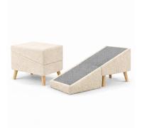 OttoPaw Stylish Elegant Folding Dog Ramp with Padding and Storage Space, Multifunctional Large Pouf or Footstool (42 x 42 x 42 cm) for Small and Large Dogs