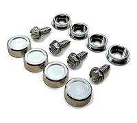Ottospeed License Plate Screws and Caps Kit - Anti Theft Security Fasteners with Threaded Screw Covers for Front and Back Plates on Cars, Trucks, and SUVs - 12-Piece Chrome Stainless Steel Bolt Set