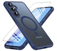 ottpluscase for Samsung A55 5G Phone Case with Tempered Glass Screen Protector,[Shockproof Military Grade], Magnetic Translucent Matte Back Slim Bumper Cover Case for Samsung Galaxy A55, Blue