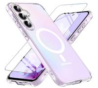 ottpluscase for Samsung A55 5G Phone Case with Tempered Glass Screen Protector,[Shockproof Military Grade Protection], Magnetic Transparent Back Slim Bumper Cover Case for Samsung Galaxy A55, Clear