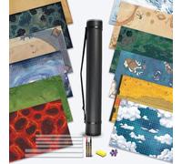 oTTRPGo 6-Pack DND Battle Mats, 24x36 Dry Erase RPG Map Set with Tube | Ultimate DM Gift: 12 hand-drawn terrains with lay-flat clips for smooth TTRPG gaming. Premium dry-erase battle mats