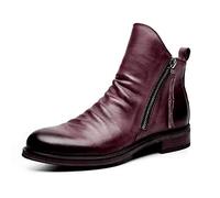 ottspu Burgundy,9 UK, Men Boots Comfortable Casual Ankle Boots Stylish Zipper Shoes for Adults Size