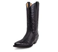 ottspu Cowboy Boots Mens Pointed Toe PU Leahter Wide Calf Western Boots,Black,8 UK