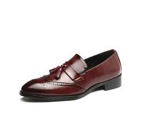 ottspu Dress Shoes for Men Leather Formal Business Oxford Derby Shoes Brogue Wingtip Retro Dress Shoes for Men,Burgundy,8 UK
