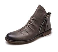 ottspu Gray,9 UK, Men Boots Comfortable Casual Ankle Boots Stylish Zipper Shoes for Adults Size