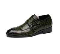 ottspu Men's Dress Loafer Shoes Monk Strap Lightweight Slip on Loafers Mens Derby Shoes,Green,7 UK