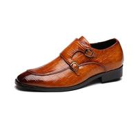 ottspu Men's Dress Loafer Shoes Monk Strap Lightweight Slip on Loafers Mens Derby Shoes,Light Brown,7 UK