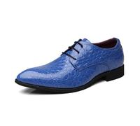 ottspu Mens Dress Shoes Casual Oxford Shoes Comfortable Business Crocodile Brogue Office Shoes,Blue,11 UK