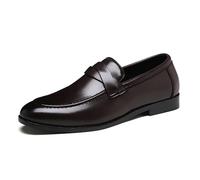 ottspu Men's Dress Shoes PU Leather Penny Loafers for Men Slip-On Formal Dress Loafers for Men,Brown,5.5 UK