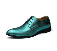 ottspu Mens Faux Patent Leather Classic Lace-Up Formal Oxford Tuxedo Dress Shoes Men Wedding Shoe,Green,8.5 UK