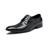 ottspu Men's Oxfords Alligator Patent Leather Wedding Prom Formal Dress Casual Shoes for Men,Black,10 UK