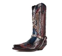 ottspu Mens Winter Boots Western Cowboy Boots Pointed Toe PU Leahter Wide Calf Boots,Brown,6.5 UK