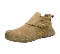 ottspu Welding Boots for Men Slip on Work Boots for Men Steel Toe Boots for Men Comfortable Welder Boots Construction Safety Boots Indestructible Steel Toe Shoes,Brown,7.5 UK