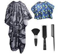 OTTYMO Salon Barber Cape Sets 2 Pack Adult Hair Cutting Gown Salon Cape Kids Haircut Barber Cape Barber Gown Cape with Hairdresser Neck Brushes and Black Hair Comb for Men Women Children Hairdressing