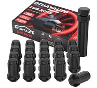 OTUAYAUTO 7/16-20 Spline Lug Nuts - Replacement for 1964-1983 Chevy Malibu | for 1967-1981 Camaro, 1969-1972 Blazer, 1958-1970 Impala Aftermarket Wheels,20PCS Black Lug Nuts With Socket Key