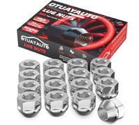 OTUAYAUTO M10x1.25 Open End ATV Lug Nuts - Replacement for Polaris Sportsman, Can-Am Commander, Maverick, Outlander, Honda TRX, Cone Seat, 17mm Hex, 16PCS Chrome Bulge Acorn Lug Nut Set