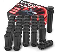 OTUAYAUTO M14x2.0 Black Lug Nuts 32PCS Spline with Socket Key, Replacement | for 1999-2004 Ford F-250 Super Duty F-350 Super Duty Aftermarket Wheel, 7 Point Conical Seat Black Lug Nuts
