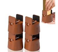 Otufan 4 Pcs Bed Risers, Bed Raisers, Table Leg Extenders with Screw Clamp, Desk Riser Blocks Fit 1-50mm Width Furniture Feet & Height Adjustable 60-80mm, Chair Risers Extenders for Sofa TableBrown