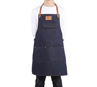 Otufan Barista Apron for Kitchen, Art Apron Adjustable with Pocket, With 3 Pockets and Adjustable Leather Cooking Aprons for Men for Carpenters Gardeners Chef Artists Decorators Cafe Waiter Bartender