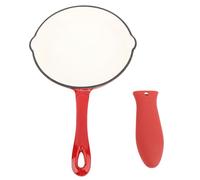 Otufan Cast Iron Skillets, Enameled Cast Iron Skillet, 25cm/9.8in Nonstick with a Long Handle and a Rubber Cover Cast Iron Skillet for Camping Cooking Grilling (20cm)
