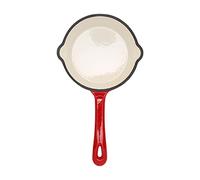 Otufan Deep Frying Pan,16cm Red Cast Iron Enamel Double Layers Nonstick Surface Long Handle Saute Pan Cookware Cooking Pan for Home Kitchen Restaurant