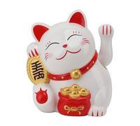 Otufan Electric Waving Arm Fortune Cat - Adorable Plastic Ornament for Cashier Desk - 5.5in - Lucky Cat Decor - Cute and Decorative (MLY11020-1 White)