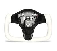 Otufan for Tesla Model 3 Steering Wheel Upgrade Yoke Style 3K Carbon Fiber Nappa Leather with Heating Replacement for Applicable to Model 3 2017-2024 (Yoke Steering Wheel Style with Heated A)