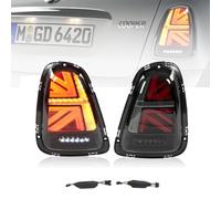 Otufan Tail Lights for MINI Cooper R50 R56 R57 R58 R59, Rear Light with Welcome Light and Sequential Turn Signal IP67 Waterproof with Clear Black Red Lens (for R56 R57 R58 R59 2007-2015)