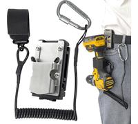 otuiaim Clip-on Drill Holster + 160cm Anti-Drop Cord - Ultimate Tool Safety & Convenience Kit - 304 Stainless Steel Tool Belt Holder & 5KG Load Tool Tether for Power Tools, Construction, DIY