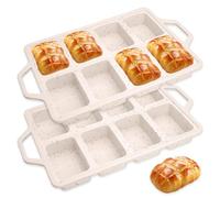OtumnFS 2 Pcs Silicone Mini Loaf Pans with Metal Reinforced Frame-Non-stick Silicone Bread Pan for Baking 8-Cavity,Tiny Banana Bread Set