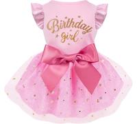 Otunrues Dog Birthday Dress, Dog Tulle Dress with Big Bowknot Princess Dog Birthday Outfit Girls Doggie Dresses Clothes for Small Dog Cats Pink S