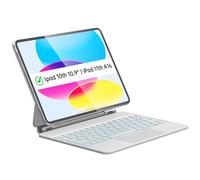 Otuoor Magic Keyboard for iPad 10th, Effortless Command, The Comfort Angle, iPad 11th (A16 2025) Case with Keyboard, Uninterrupted View, Snap Tight, 7 Color Backlight, Multi-Touch Trackpad, White