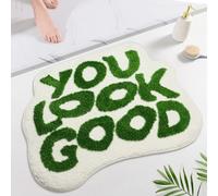 Oturgor You Look Good Bath Mat 25”x21” Cute Bathroom Rugs Non Slip Absorbent Floor Door Mat for Bathroom Kitchen Living Room Decor (Green)