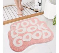 Oturgor You Look Good Bath Mat 25”x21” Cute Bathroom Rugs Non Slip Absorbent Floor Door Mat for Bathroom Kitchen Living Room Decor (Light Pink)