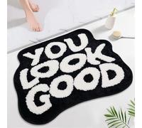 Oturgor You Look Good Bath Mat Black and White Bathroom Rug Funny Bathroom Decor Cool Rugs Floor Mat for Bathtub Kitchen Bedroom
