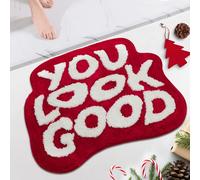 Oturgor You Look Good Bathroom Rugs Cute Non Slip Shower Rug Absorbent Bathroom Decor Door Mat for Bedroom Kitchen Living Room Decor (Red, 28"x21")