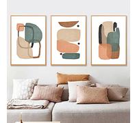OTURRI Green Orange Wall Art Abstract Geometric Trio Art Posters And Prints Modern Minimalist Canvas Painting Pictures For Home Decor 50x70cmx3 Unframed
