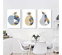 OTURRI Nordic Abstract Geometric Fruit Wall Art Apple Pineapple Pear Print Posters Kitchen Canvas Painting Pictures Dining Room Decor 40x60cmx3 Unframed
