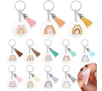 Otuuz 12 Set Inspirational Keychain Bulk Thank You Gift End of Year Gifts Acrylic Appreciation Keychains with Tassels Leaving Gifts for Women Teachers Colleagues Volunteer Staff