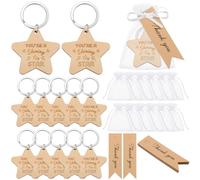 Otuuz 12 Sets End of Term Gifts Inspirational Wooden Star Keychains Motivational You're a Shining Star Keychains Bulk School Leavers Graduation Gifts for Children Coworkers Teachers Students