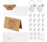 Otuuz 16 Sets Employee Appreciation Thank You Card with Keyring Envelopes Rainbow Patterns Inspirational Leaving Gifts for Colleagues Thanksgiving Christmas Birthday Party Wedding Work Nursery Teacher