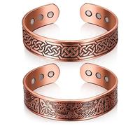 Otuuz 2 Pcs 99.99% Copper Magnetic Bracelet 3500 Gauss Copper Bracelet with 9 Magnets Solid Copper Bangle Adjustable Size Cuff Bangles with Tree and Celtic Design for Men and Women, 2 Styles
