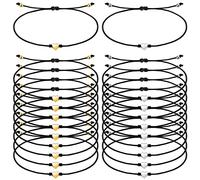 Otuuz 20 Pieces Galentines Day Gifts Bulk Silver Gold Heart Charm Bracelets Black String Adjustable Bracelet Braided Matching Bracelets Friendship Jewelry Galentines Party Favors for Women Men