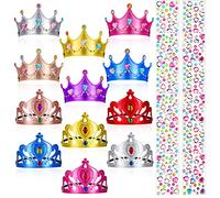 Otuuz 22 pack DIY Crowns Set Include 12 Pcs Foam Princess Crowns and 10 Pcs Crystal Diamond Sticker for Kids (Multicolor)