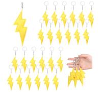 Otuuz 24 Pcs Cartoon Animation Party Favors Lightning Hanging Keychains Gifts Yellow Gold Flash Lightning Keyring Ornament Decoration for Carton Game Birthday Party Supplies Baby Showers Decorations