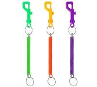 Otuuz 3 Pack Spiral Keyrings Stretchy Elastic Keychain with Plastic Clips Spiral Spring Key Holder Anti Theft Keychain for Keys ID Travel Cards Belt Wallet Backpack (Purple, Green, Orange)