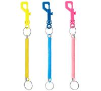 Otuuz 3 Pack Spiral Keyrings Stretchy Elastic Keychain with Plastic Clips Spiral Spring Key Holder Anti Theft Keychain for Keys ID Travel Cards Belt Wallet Backpack (Pink,Yellow,Blue)