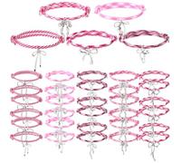Otuuz 30 50 Pcs Pink Bow Bracelets Coquette Pink Bow Party Favors Adjustable Braided Rope Cord Friendship Preppy Bracelets, 5.91 x 8.66 inches/ 15.01 x 22 cm in perimeter, soft parachute rope, no